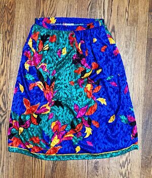 Vintage Skit Sue Brett Women's Floral Jacquard Flare Knee High Size 8